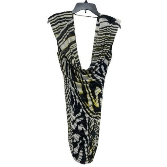 New AFRM Anthropologie Kerra Abstract Zebra Print Plunge Neck Minidress Size S - Picture 5 of 11